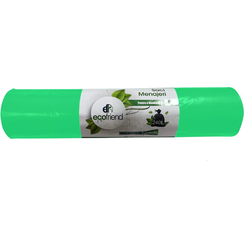 Saci menajeri, verde, Ecofriend 240 L, (10buc/rolă)