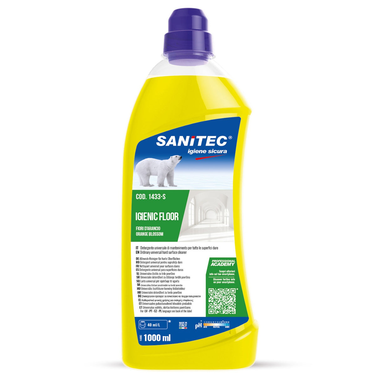 Detergent pardoseli cu flori de portocal si bargamotto, Sanitec, 1 L