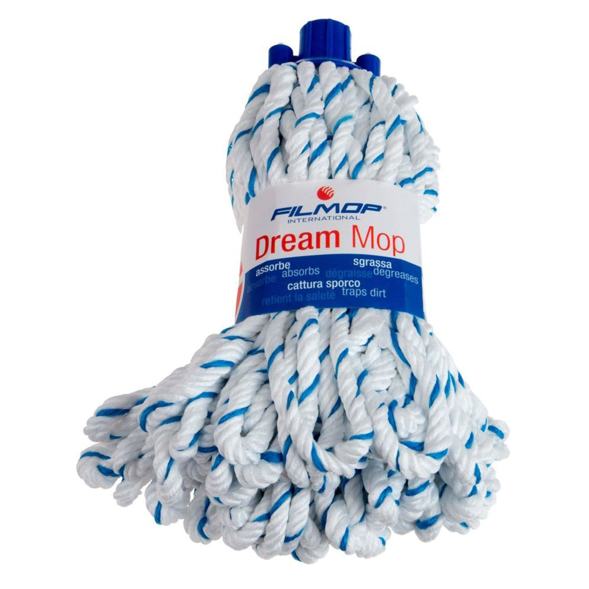 Mop microfibra, alb-albastru, Filmop