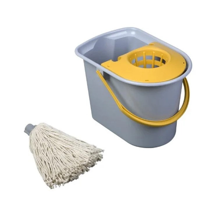 Set galeata cu storcator si mop, fabricata dintr-un plastic extrem de rezistent, Mini Aquva VERMOP