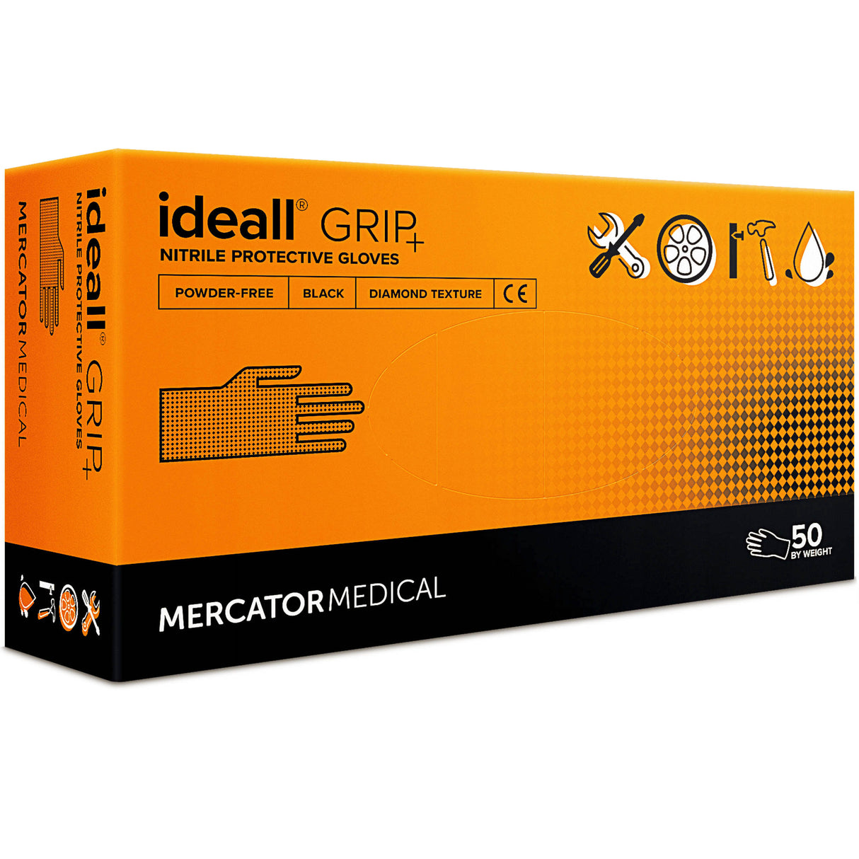 Manusi unica folosinta negre Ideall Grip, masura XXL, (50buc/set)