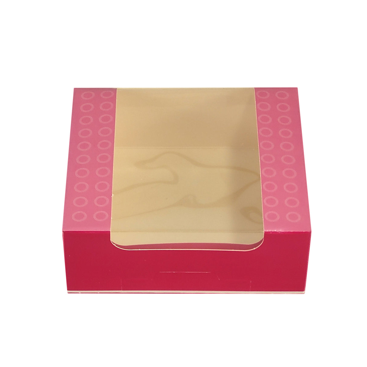 Cutie pentru prăjituri, HAUTE VISION, cu fereastră, roz, 13x12x5 cm