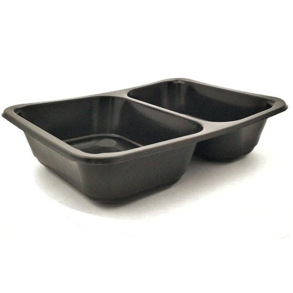Caserolă termosudabilă, 2 compartimente, PP negru, (600buc/bax)
