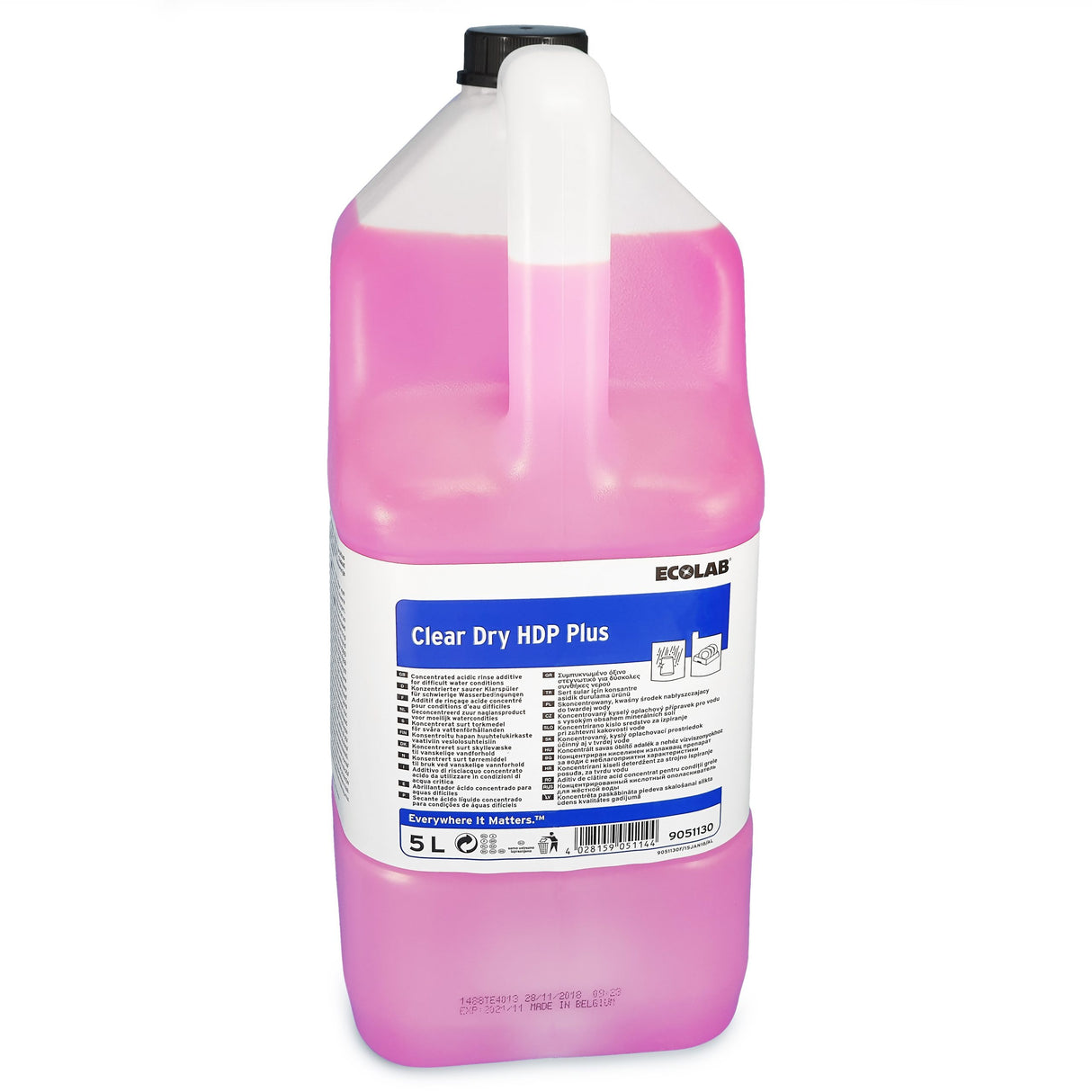 Ecolab Clear Dry HDP Plus, aditiv de clătire pentru mașinile profesionale de spălat vase, acid, 5L