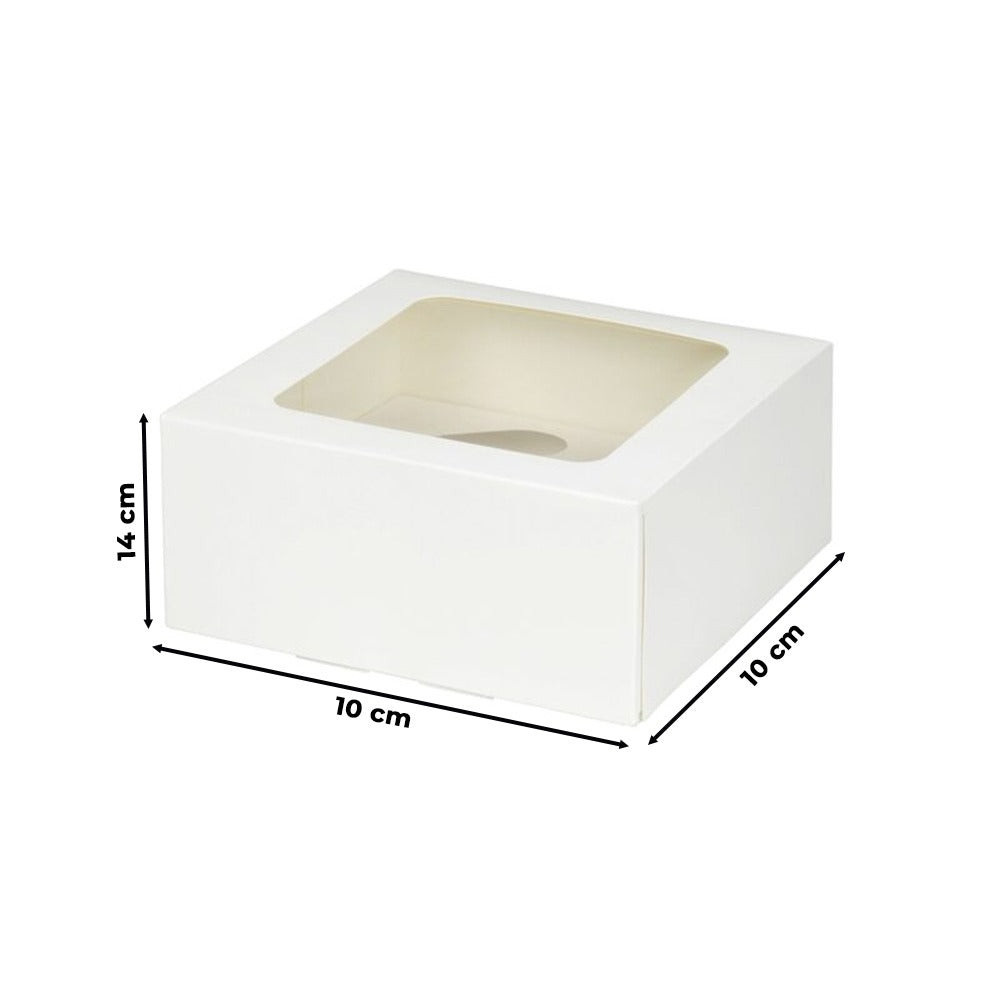 Cutie pentru prăjituri, cu fereastră, albă, 10x10x14cm