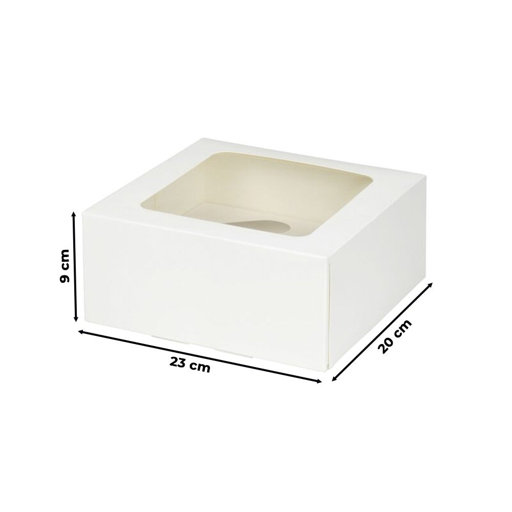 Cutie pentru prăjituri, cu fereastră, albă, 23x20x9cm