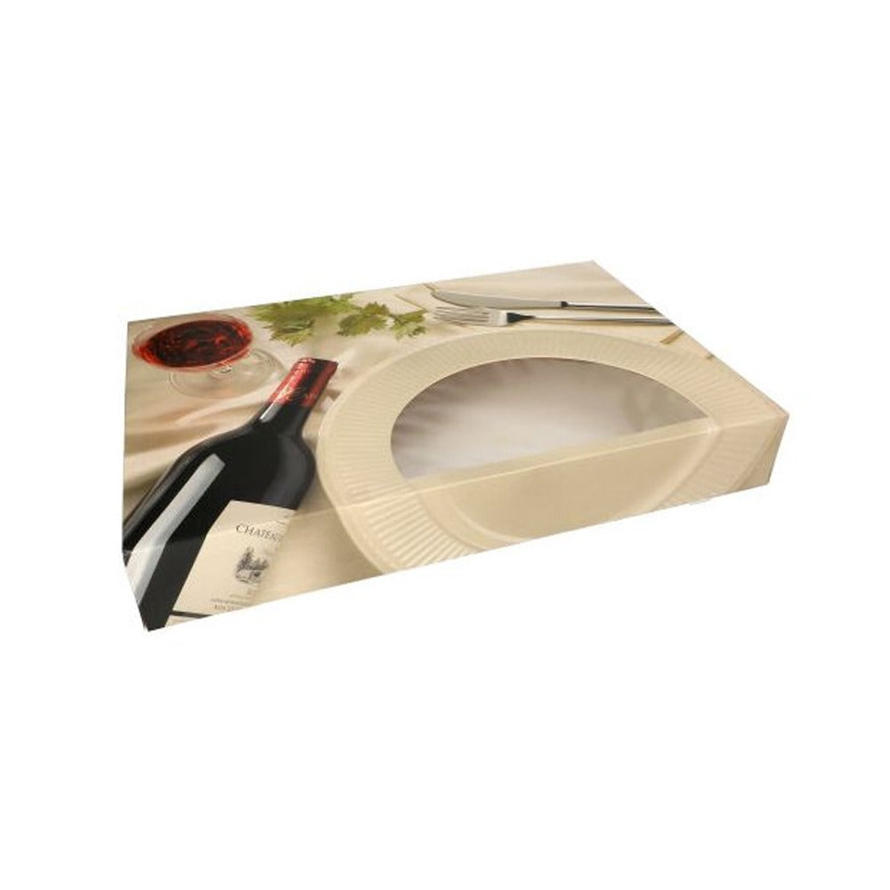 Cutie pentru catering din carton, capac cu fereastră, model Burgund, 55x37x8cm