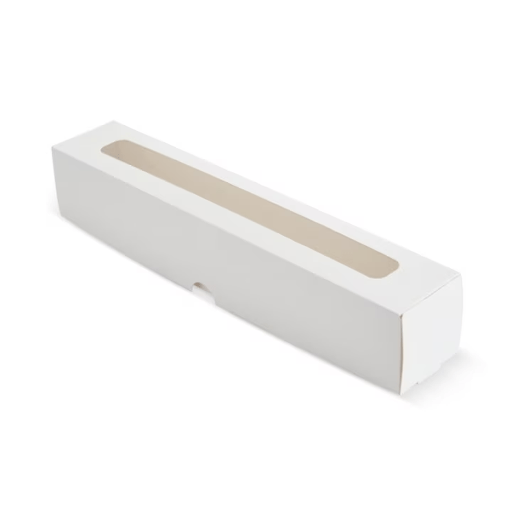 Cutie pentru macarons, albă, cu fereastră, 150x50x50mm