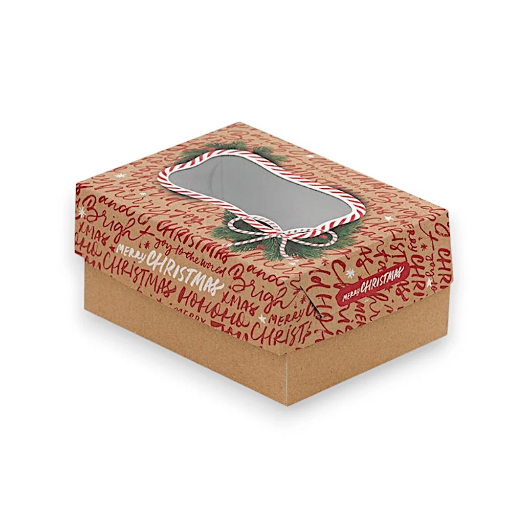 Cutie prăjituri model Christmas, cu fereastră, 170x120x80mm