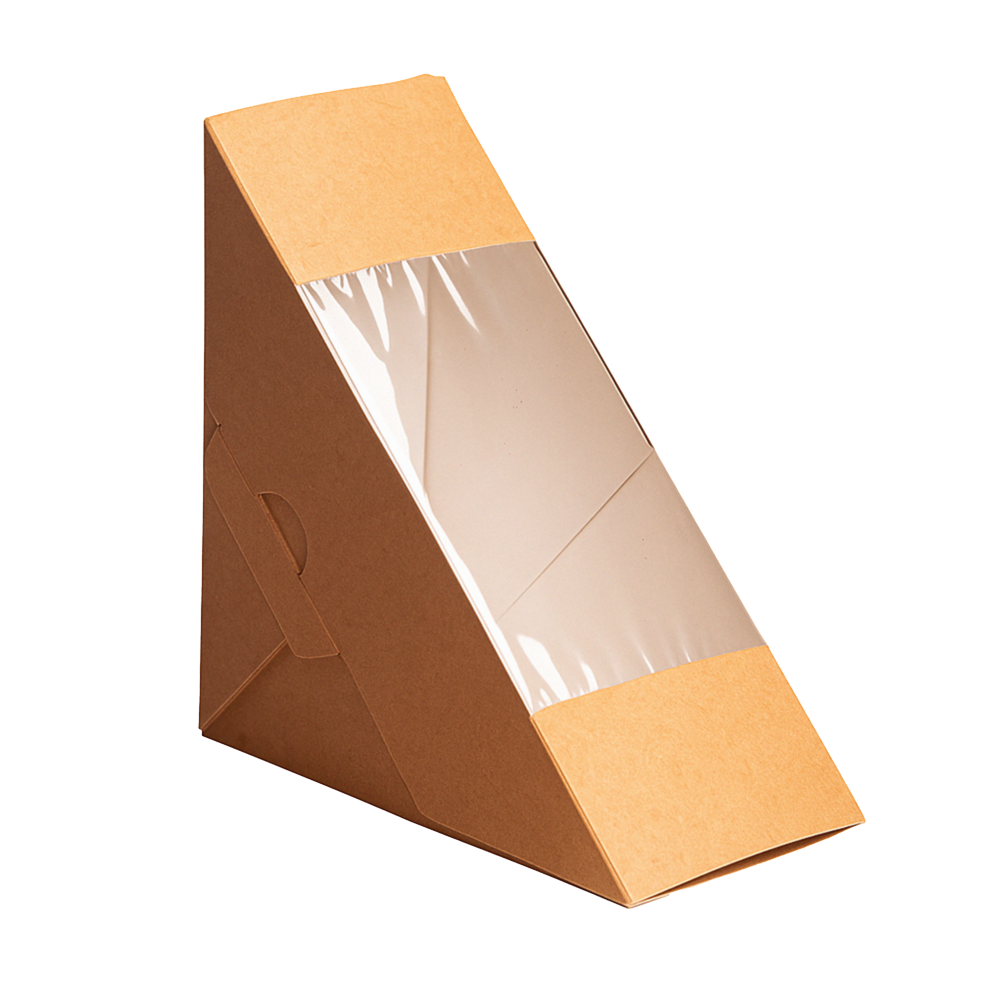 Cutie pentru sandwich din carton, cu fereastră, triunghi, 6,5 cm (100 buc/set)