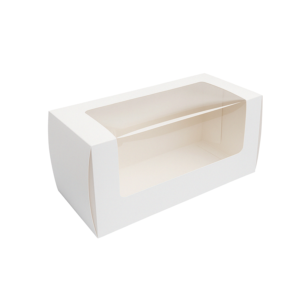 Cutie din carton pentru cozonac, cu fereastră, alb, 32 x 14 x 15 cm