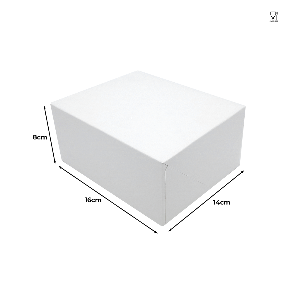 Cutie prăjituri, diamond, carton alb, deschidere frontală, capac atașat, 16x14x8cm