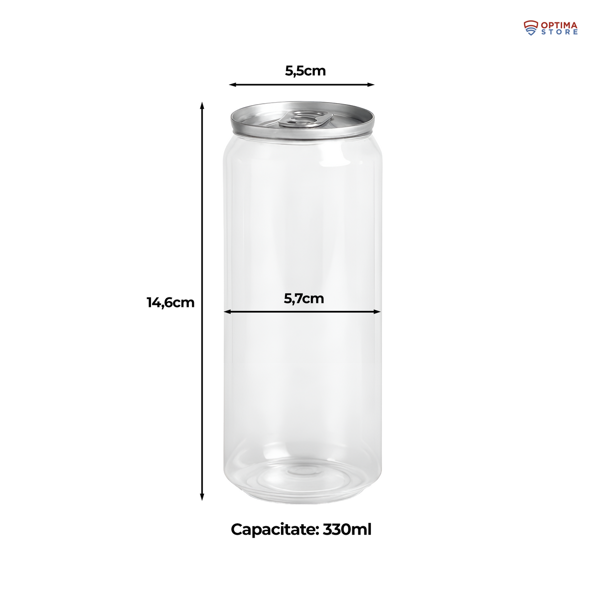 Doze transparente PET, capac din aluminiu pentru băuturi și deserturi