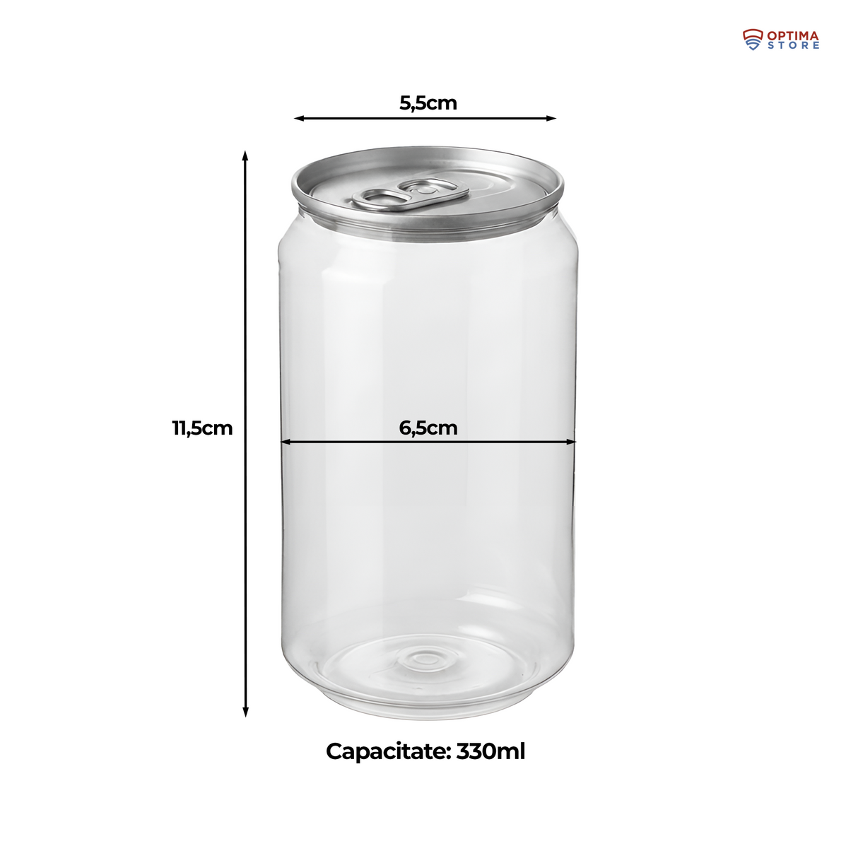 Doze transparente PET, capac din aluminiu pentru băuturi și deserturi
