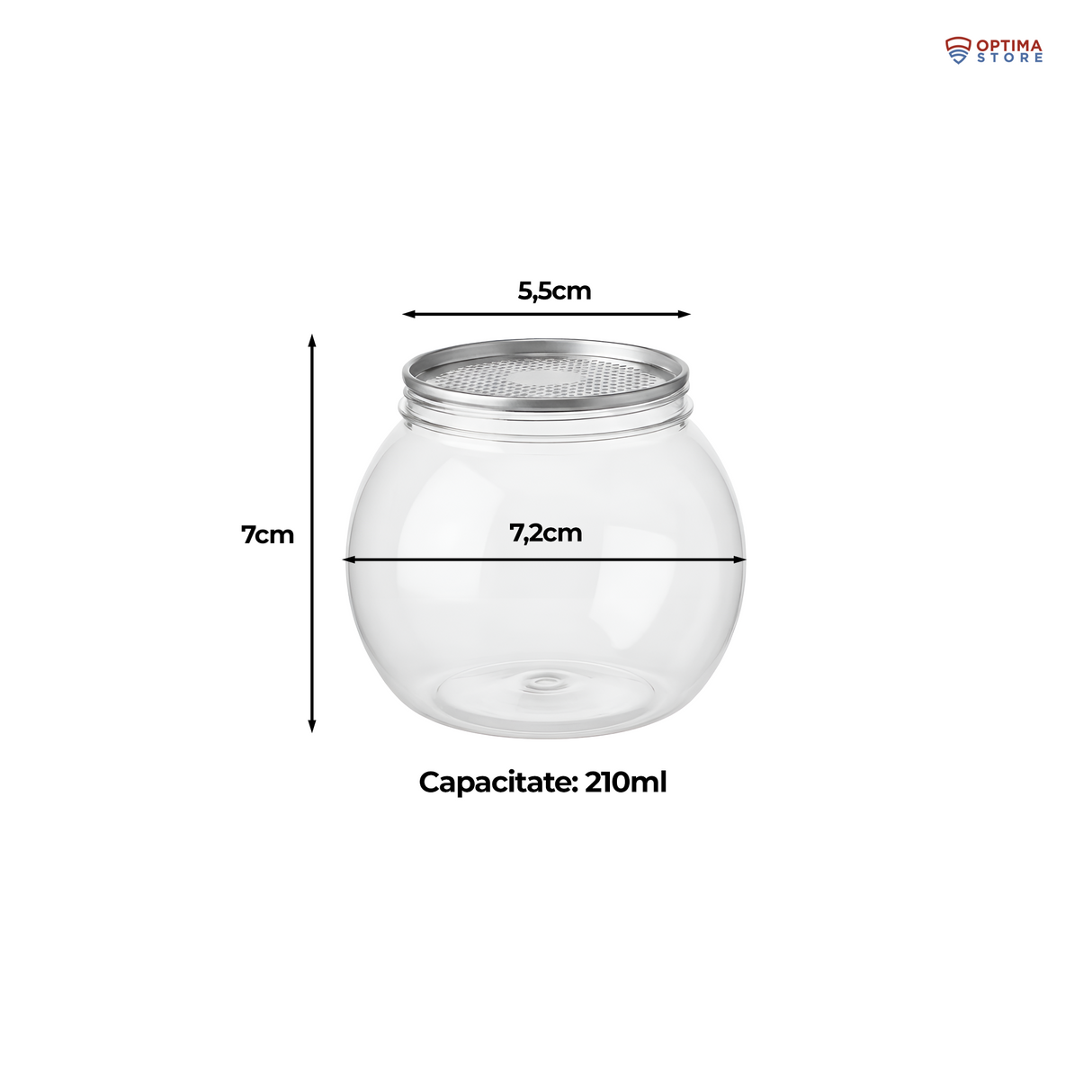 Doze transparente PET, capac din aluminiu pentru băuturi și deserturi