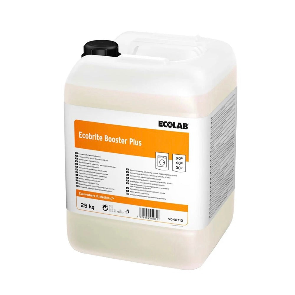 Ecolab Ecobrite Booster Plus, aditiv superconcentrat alcalin pentru mașinile de spălat rufe, 25kg