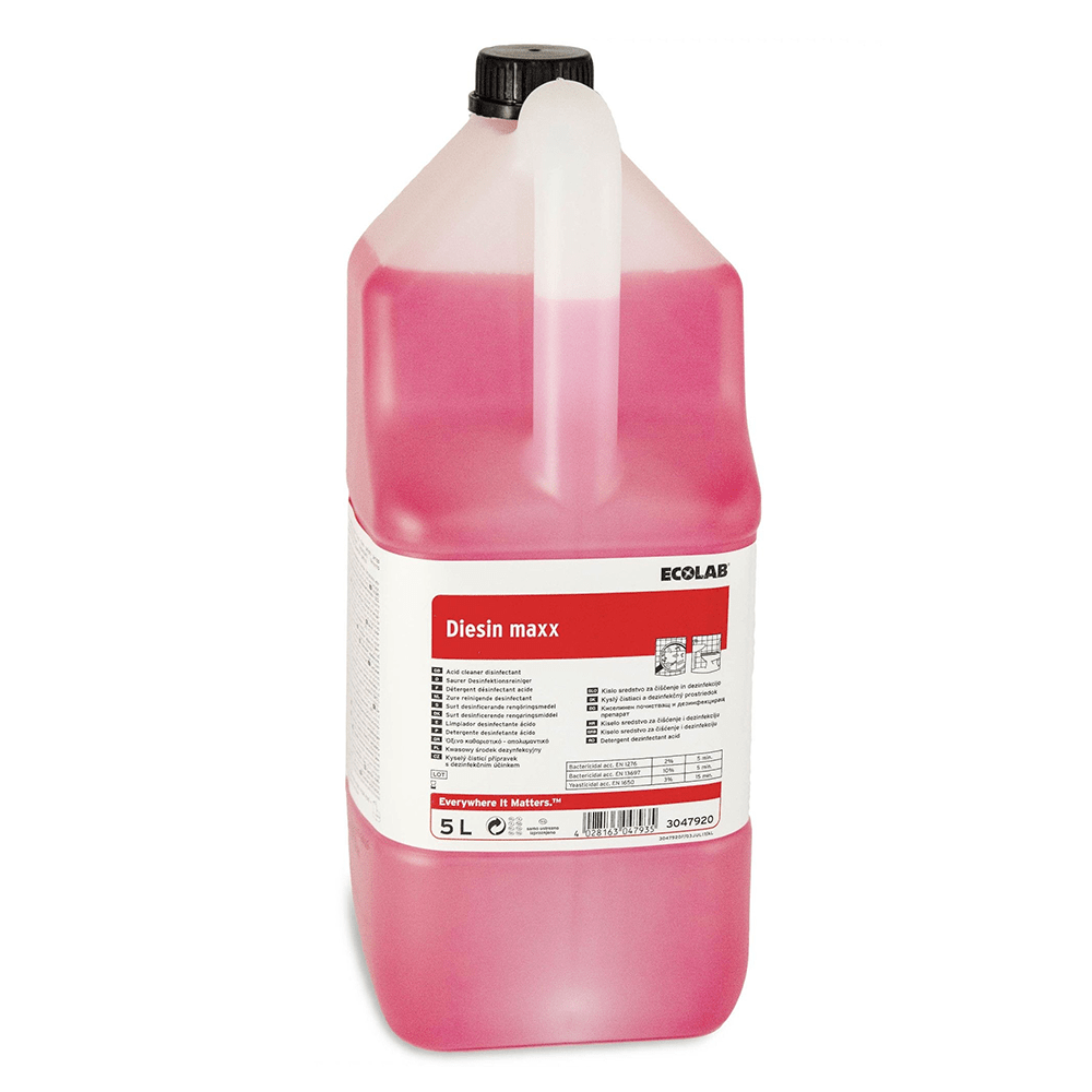 Ecolab Diesin Maxx, detergent detartrant/anticalcar dezinfectant acid, concentrat, pentru murdărie grea, cu aviz biocid MS, 5L