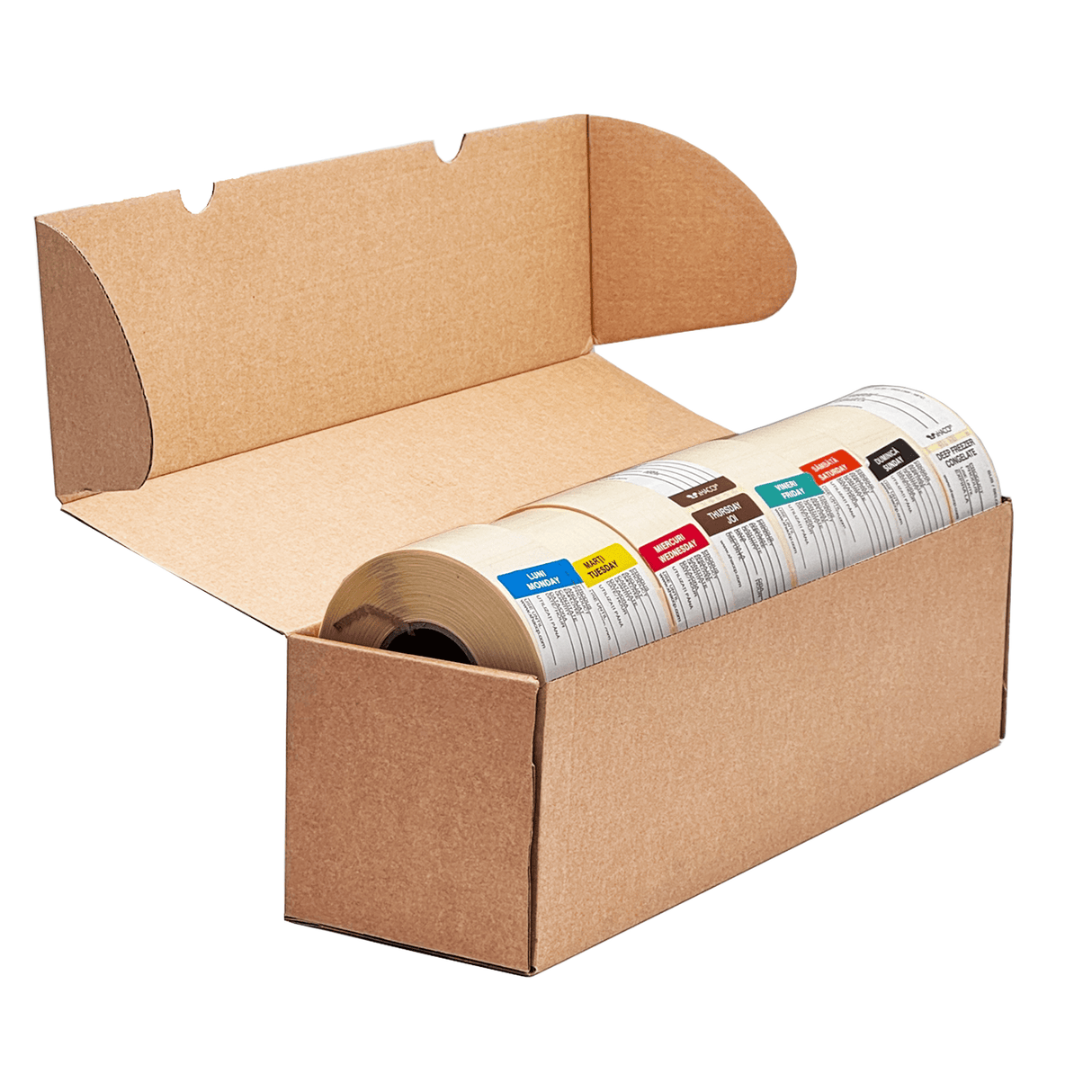 Role cu etichete haccp în cutie