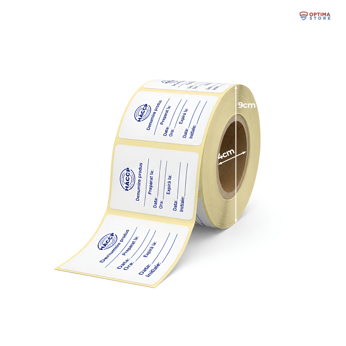 Rola de etichete autoadezive HACCP produse alimentare, 7 x 3,5 cm, 1000 buc / rola, pentru HoReCa, Restaurante si Industria Alimentara