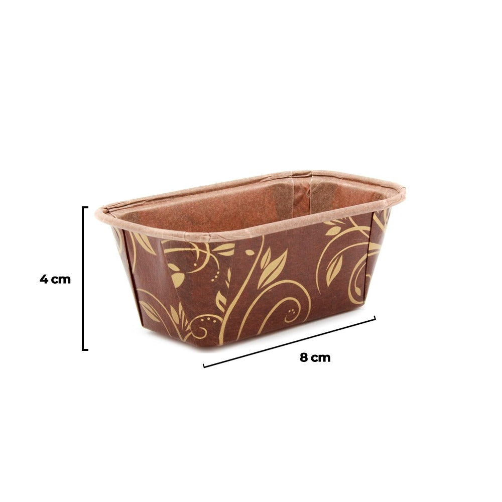 Formă copt mini chec, hârtie maro, rezistentă la grăsimi, antiaderentă, termorezistentă, 8x4x4cm