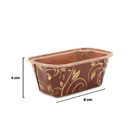 Formă copt mini chec, hârtie maro, rezistentă la grăsimi, antiaderentă, termorezistentă, 8x4x4cm