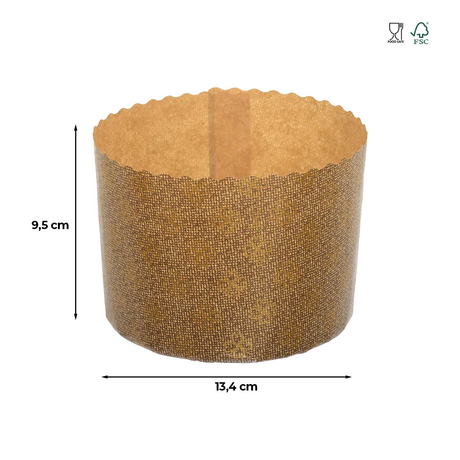 Formă copt Panettone, hârtie maro, rezistentă la grăsimi, desprindere ușoară, termorezistentă, 500g, 13,4x9,5cm