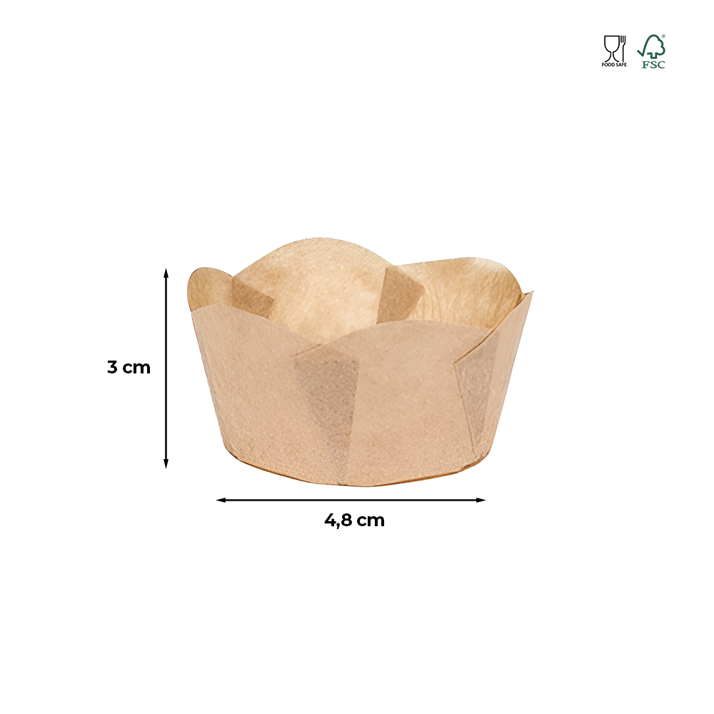 Chesă Tulip copt, hârtie crem, rezistentă la grăsimi, termorezistentă, 4,8x3cm, 65g, 190 buc/set