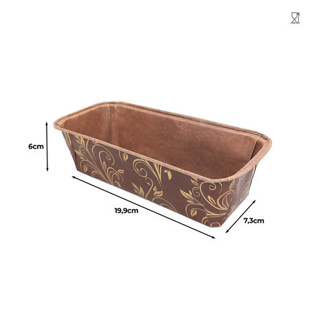 Formă copt cozonac / chec, hârtie maro, rezistentă la grăsimi, antiaderentă, termorezistentă, 19,9x7,3x6cm