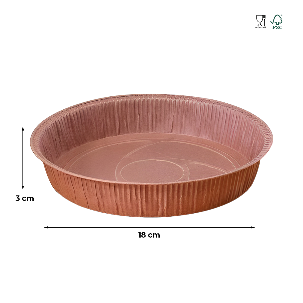 Formă copt tartă / pască, hârtie groasă, 18 x 3 cm, rezistentă la grăsimi, antiaderentă, termorezistentă