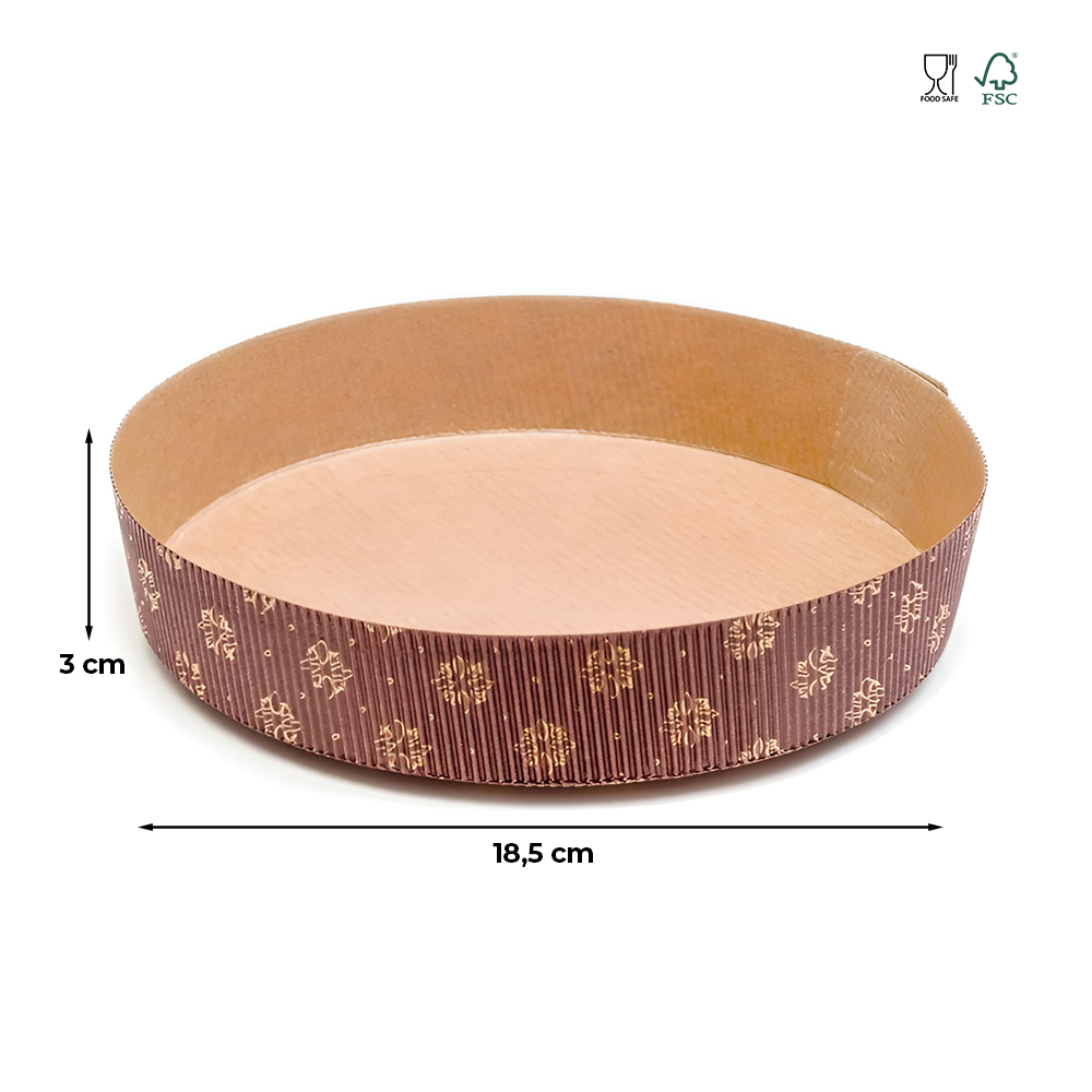 Formă copt tartă / pască, carton maro, rezistentă la grăsimi, termorezistentă, 500g, 18,5x3cm