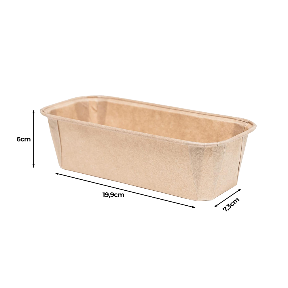Formă copt cozonac / chec, hârtie crem, rezistentă la grăsimi, antiaderentă, termorezistentă, 19,9x7,3x6,2cm (25buc/set)