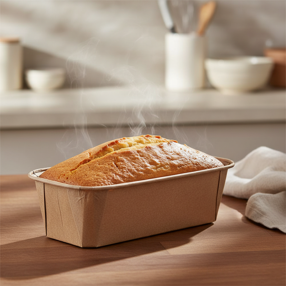 Formă copt cozonac / chec, hârtie crem, rezistentă la grăsimi, antiaderentă, termorezistentă, 19,9x7,3x6,2cm (25buc/set)