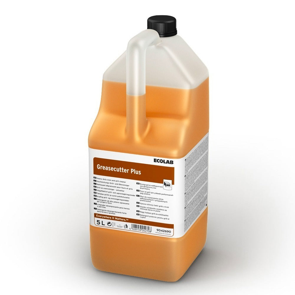 Ecolab Greasecutter Plus, degresant profesional alcalin, pentru grăsimea arsă de pe cuptor, aragaz, plită, 5L