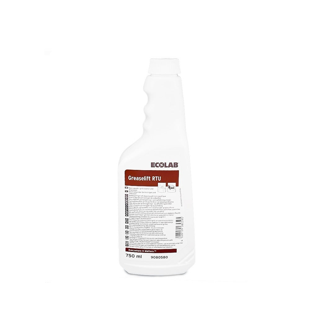 Ecolab Greaselift RTU, degresant profesional necaustic, pentru grăsimea arsă de pe cuptor, grătar, plită, hotă, 750ml