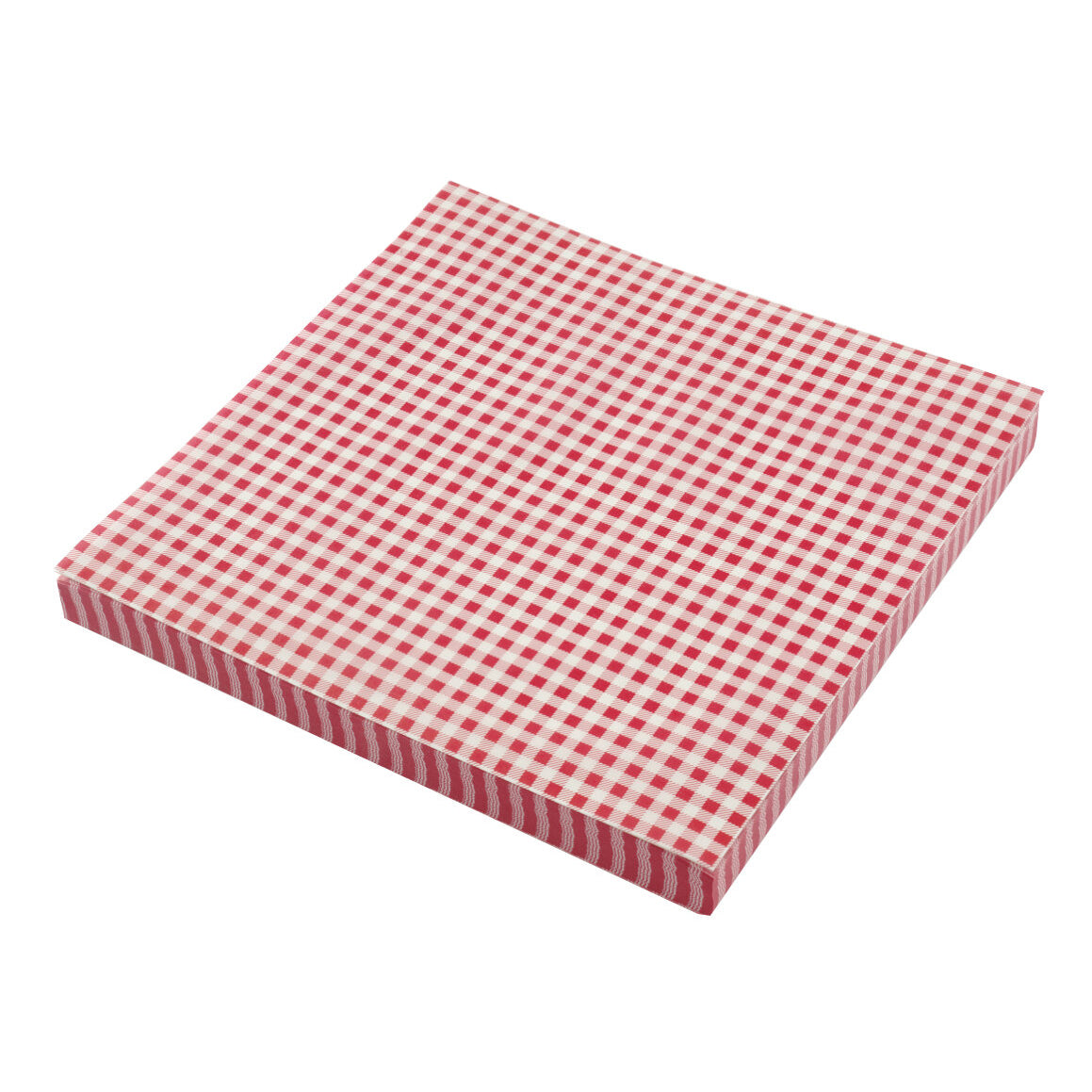 Hârtie impermeabilă, rezistentă la grăsimi, pentru pizza, catering, fastfood, pătrățele alb si rosu, 30x30 cm, bax de 10 kg (circa 2600 buc.)