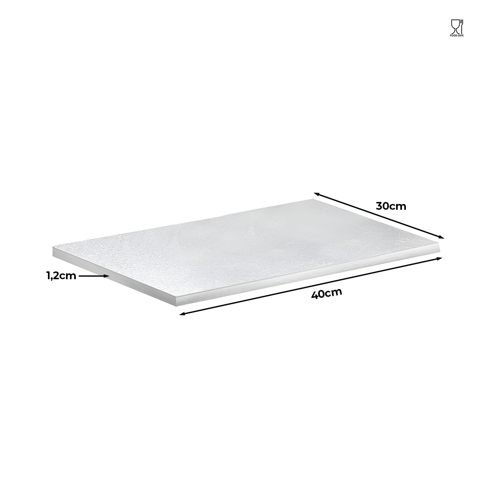 Platformă tort dreptunghiulară, argintie, 30 x 40 x 1,2 cm, rezistentă
