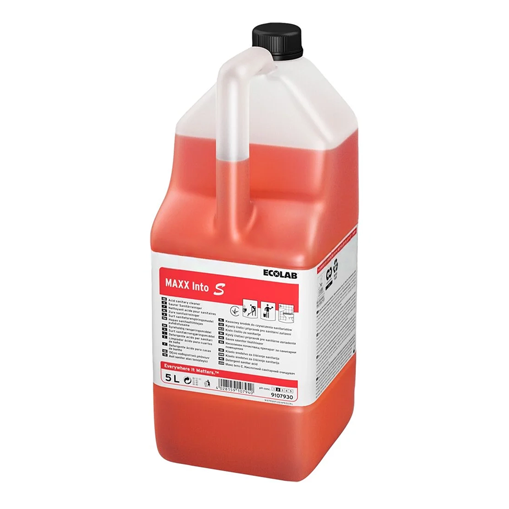 Ecolab Maxx Into S, detergent detartrant/anticalcar pentru obiecte sanitare, pentru uz zilnic și periodic, 5L