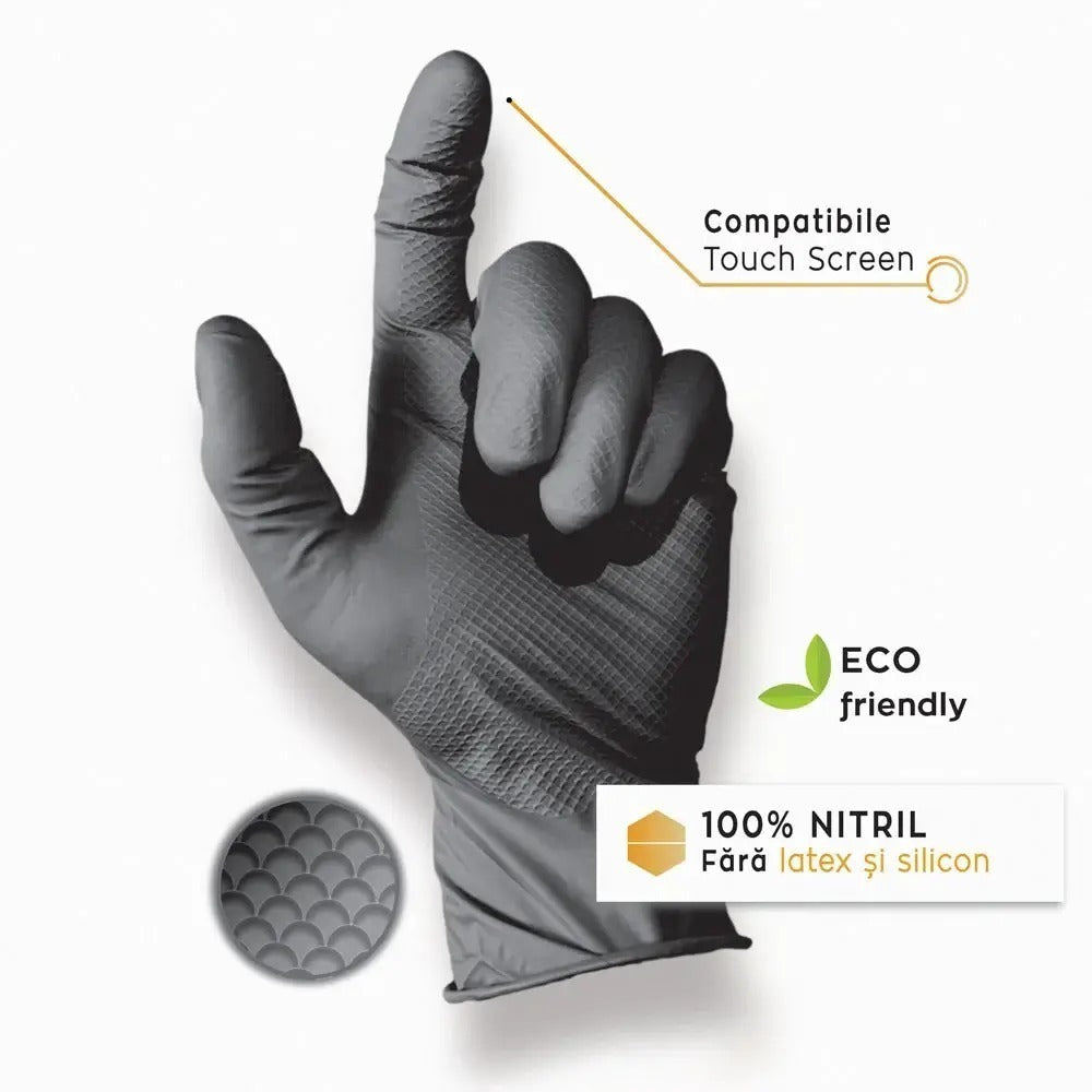 Mănuși din nitril, Nitro Touch, negre, mărimea M