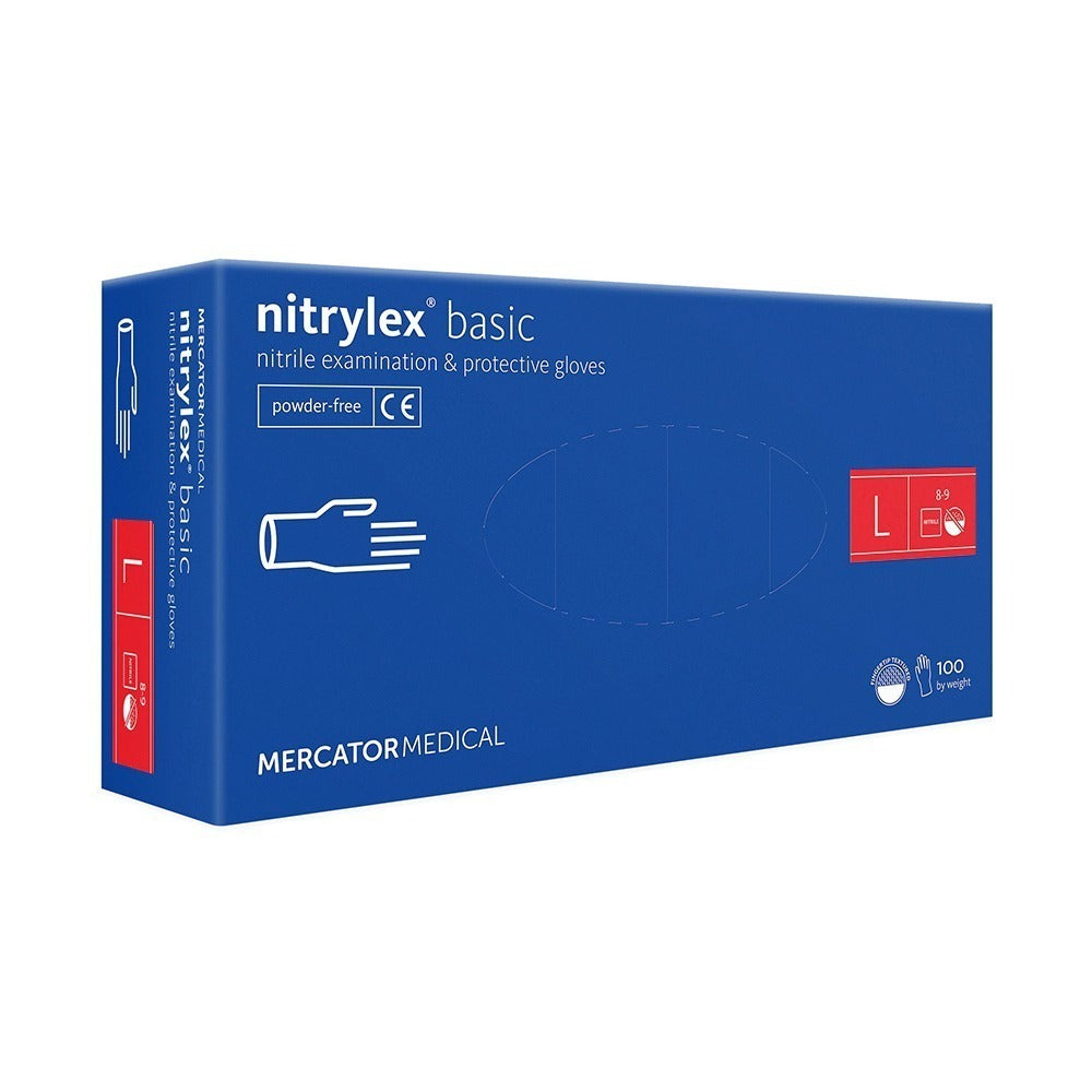 Nitrylex Basic, mănuși nepudrate din nitril, albastre, mărimea L, (100buc/set)