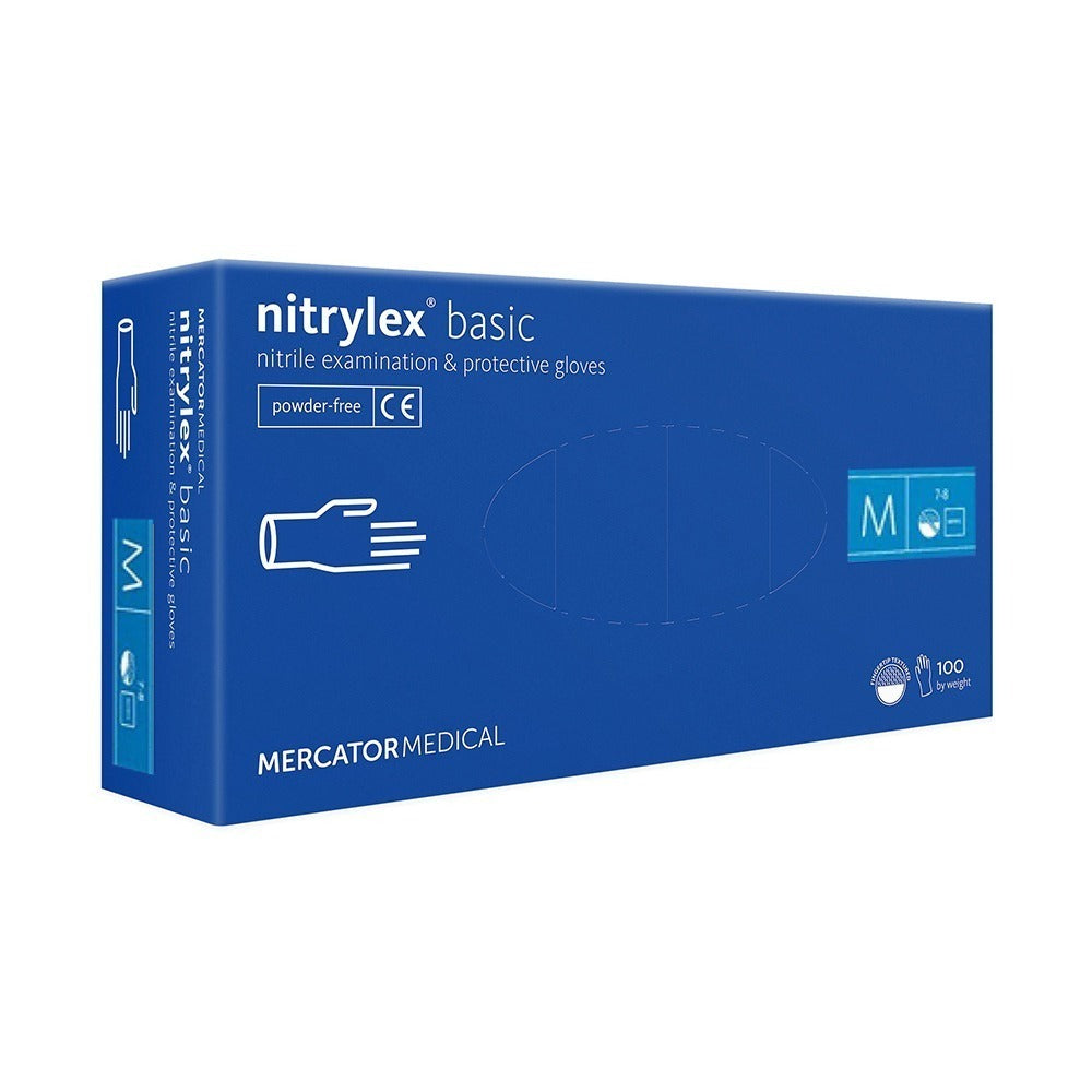 Nitrylex Basic, mănuși nepudrate din nitril, albastre, mărimea M, (100buc/set)