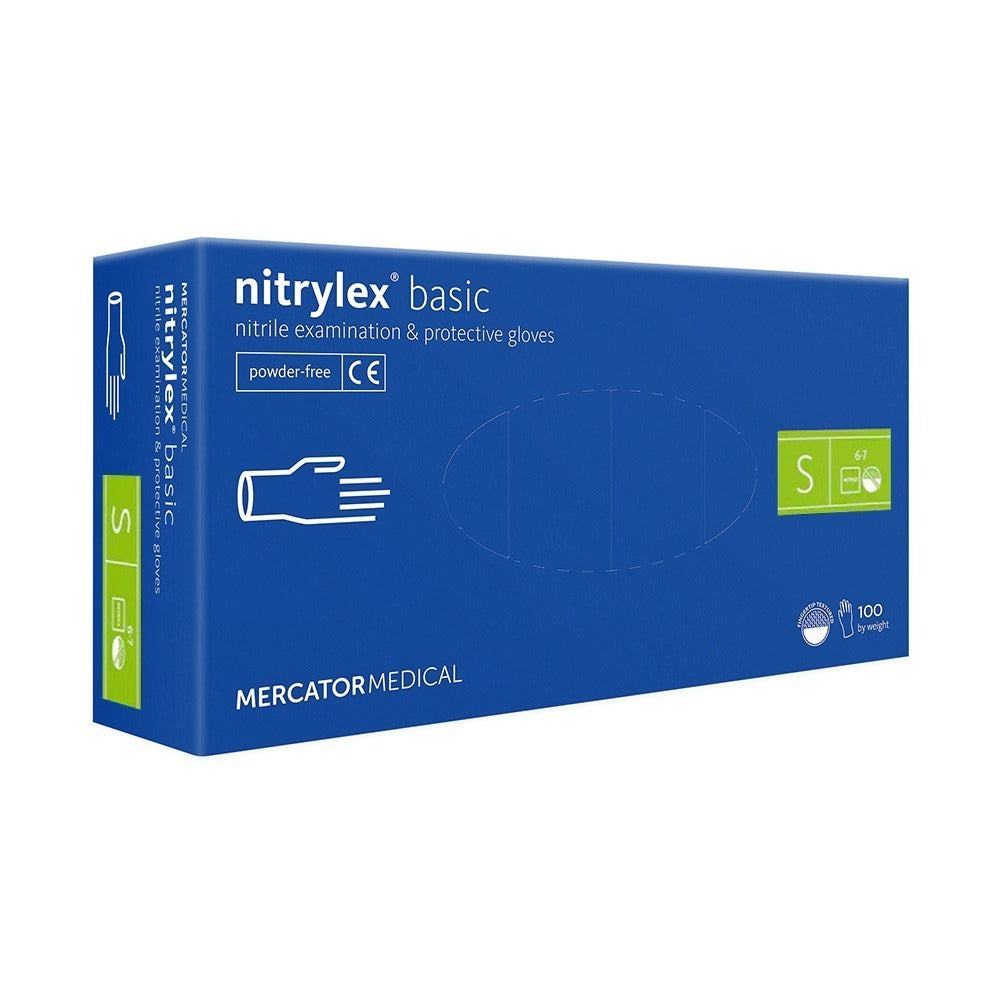 Nitrylex Basic, mănuși nepudrate din nitril, albastre, mărimea S, (100buc/set)