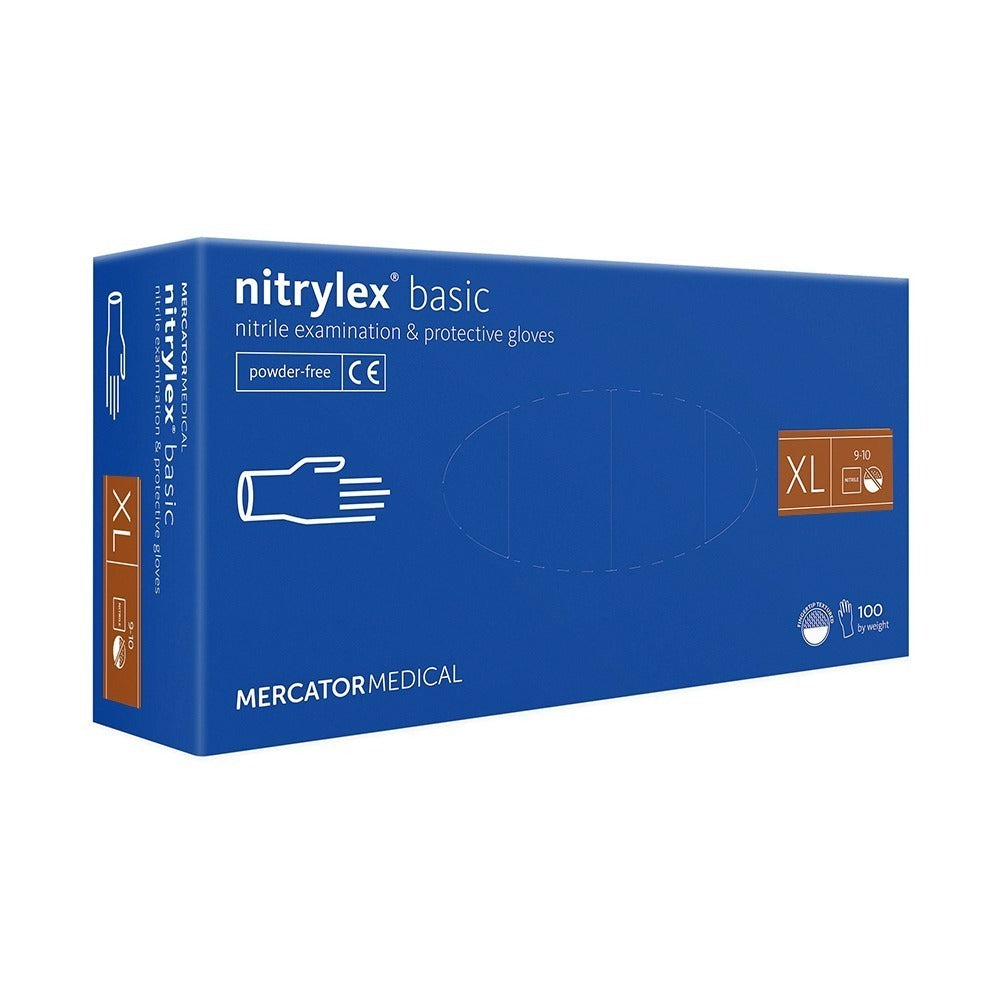 Nitrylex Basic, mănuși nepudrate din nitril, albastre, mărimea XL, (100buc/set)