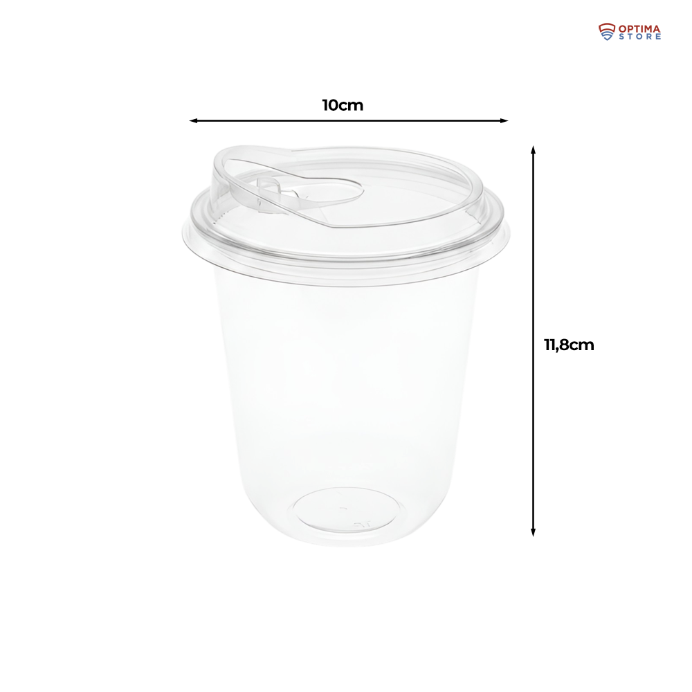 Pahar PET bubble / boba tea cu capac si clips, 350 ml, 12 oz (100 buc/set)