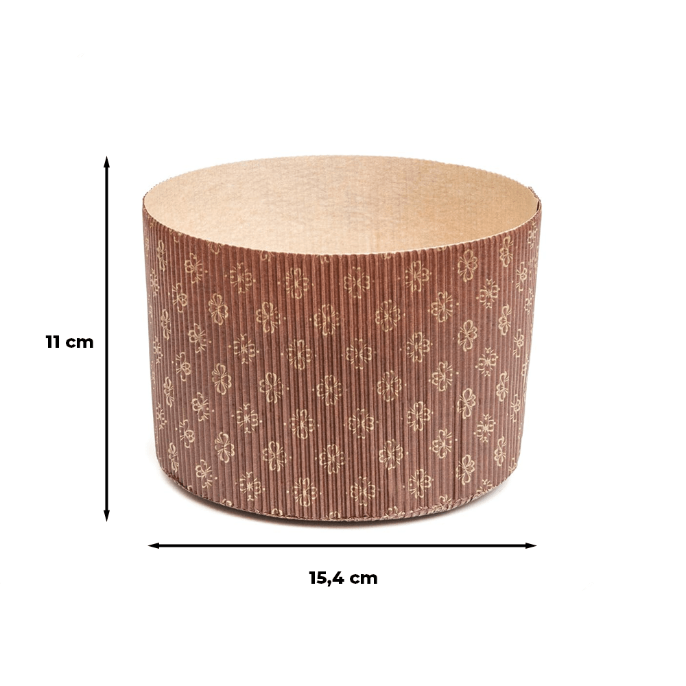 Formă de copt pentru Panettone, carton maro, rezistentă la grăsimi, termorezistentă, 750g, 15,4x11cm