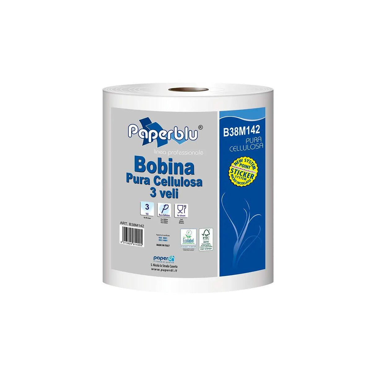 Paperdi PaperBlue, rolă prosop hârtie profesională, 3 straturi, 800 foi