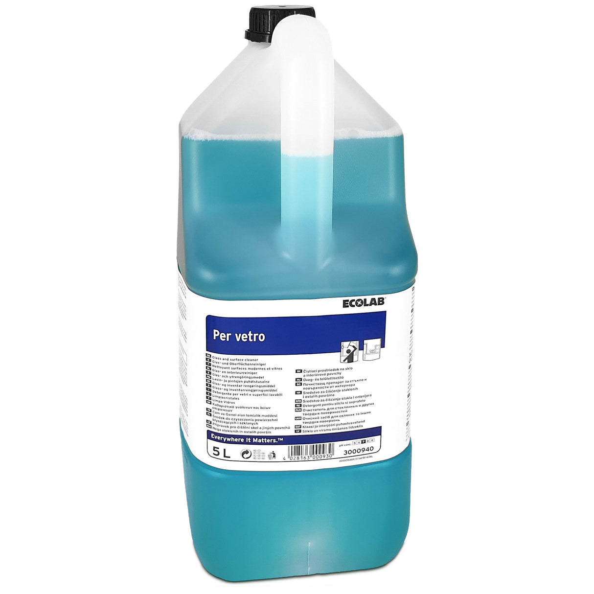 Ecolab Per Vetro, detergent concentrat pentru sticlă, oglinzi și suprafețe lavabile, 5L