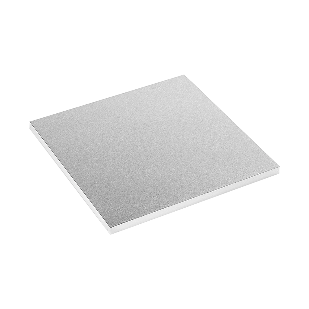 Platformă tort pătrată, argintie, 45 x 45 x 1,2 cm, rezistentă