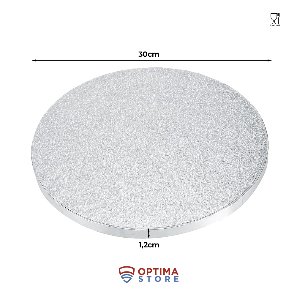 Platformă tort rotundă, argintie, ⌀ 30 cm x 1,2cm grosime, rezistentă