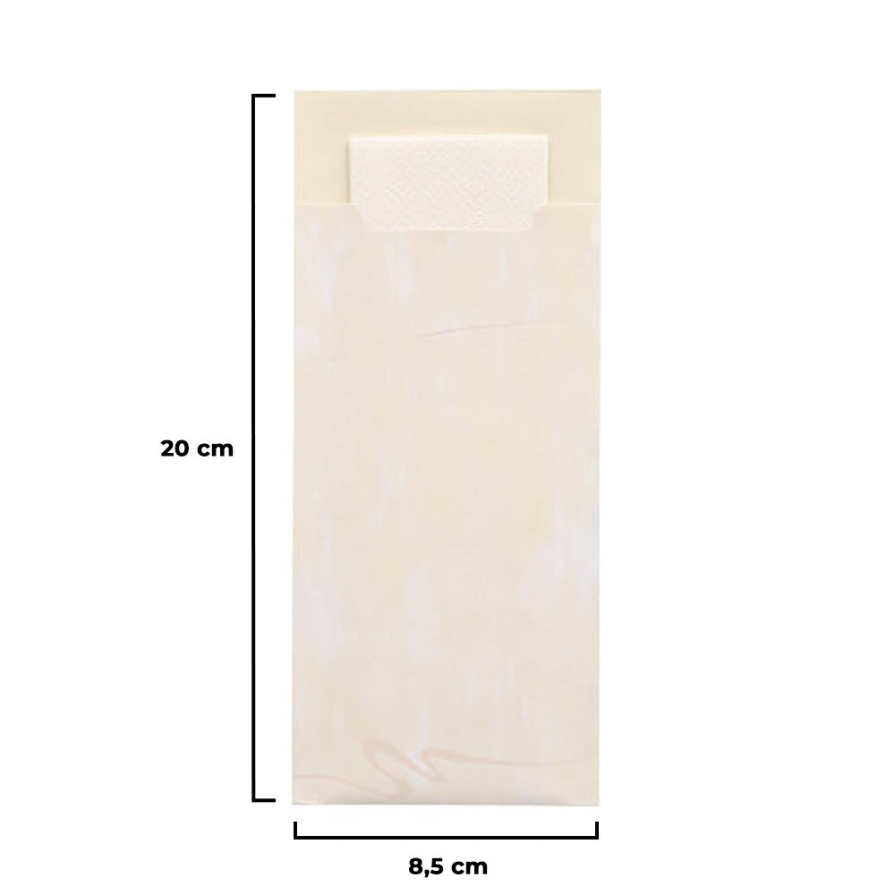 Port tacâm din hârtie 20x8cm + șervețel alb 33x33cm