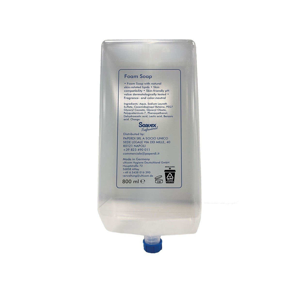 Rezervă săpun spumă, Soavex, parfum neutru, 800ml, 2000 dozări